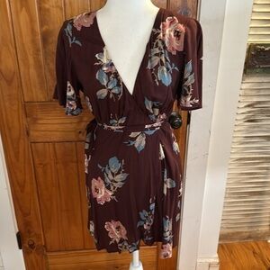 Show Me Your MuMu Rose and Brown Floral Dress
